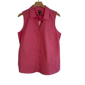 TALBOTS NWT Sleeveless Blouse Top Deep Pink Size 12 Button Up Vacation Office